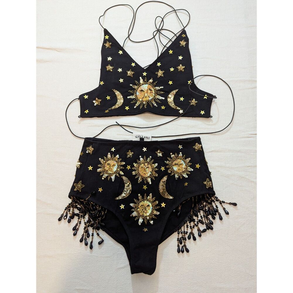Her Pony Celestial Sequin Beaded Festival Set Size 12 Sun Moon